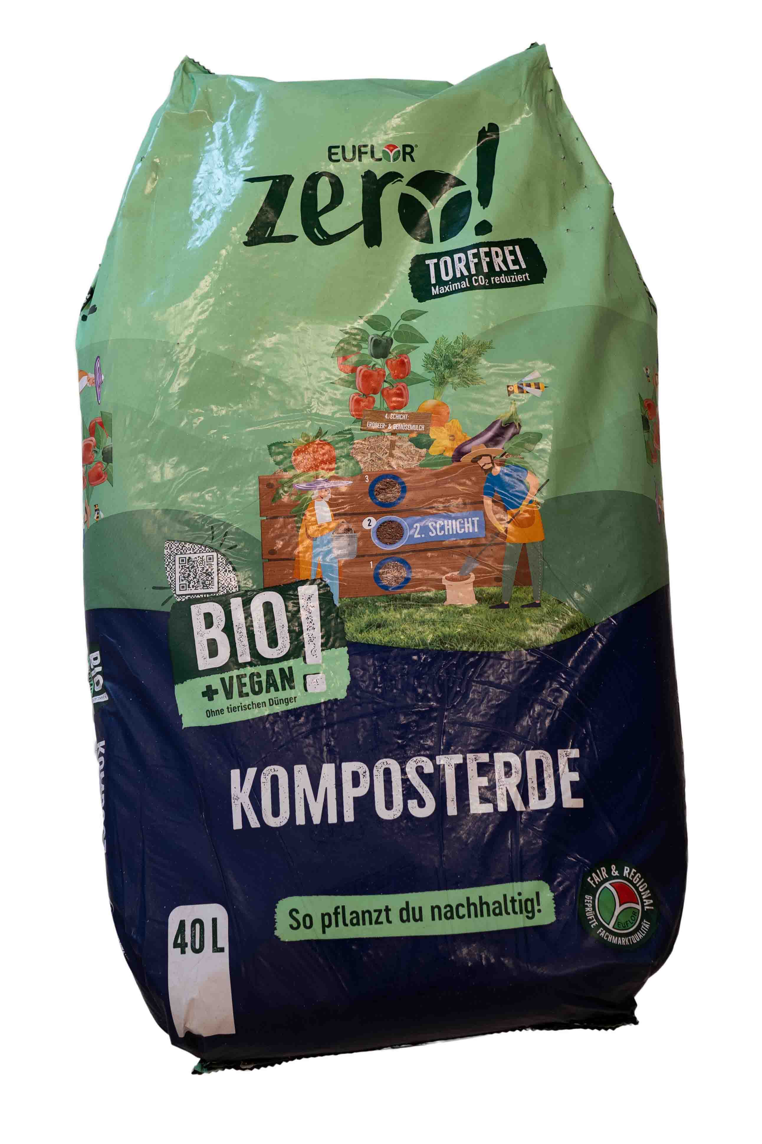 Sack Euflor zero! Komposterde, 40 Liter.